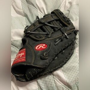 RAWLINGS Black Suede Leather LEFT-HAND-THROW Baseball Mitt